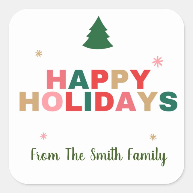 Etiqueta de presentes de Natal Feliz Feriados na Á (Frente)