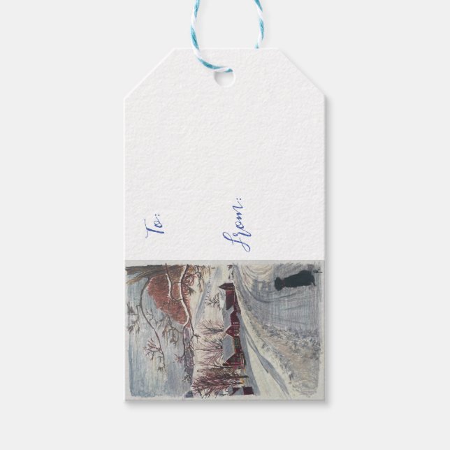 Etiqueta de presentes de Natal na Nova Inglaterra (Frente)