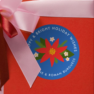 Etiqueta de presentes de Natal para Poinsettia Azu
