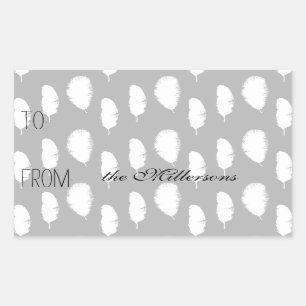 Etiqueta de presentes de penas brancas