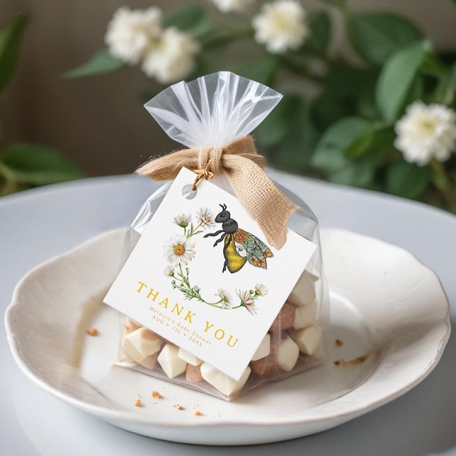 Etiqueta de presentes do Chá de fraldas de Abelha  (Bee Favor Thank You Tag)