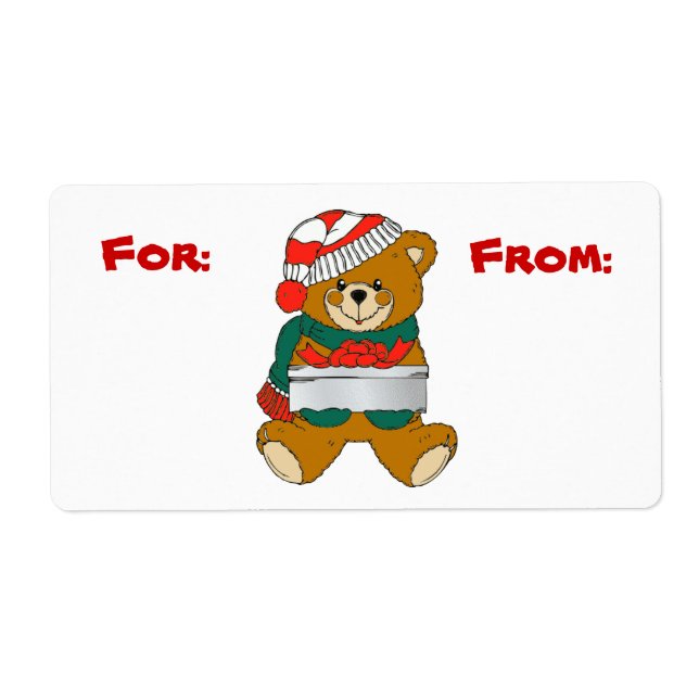 Etiqueta de presentes do urso de Natal (Frente)