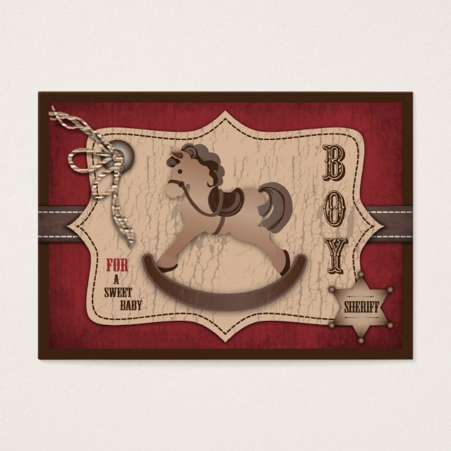 Etiqueta de presentes para bebês cowboy (Frente)