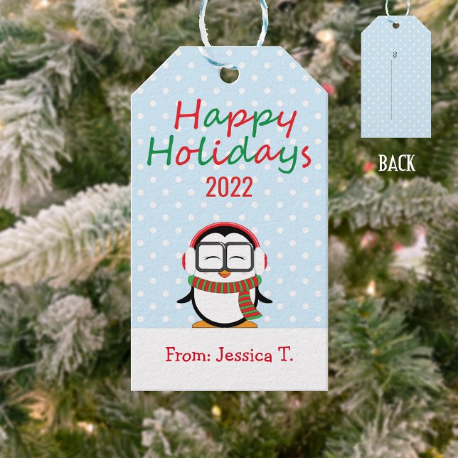 Etiqueta de presentes para feriados felizes do Pin (Criador carregado)