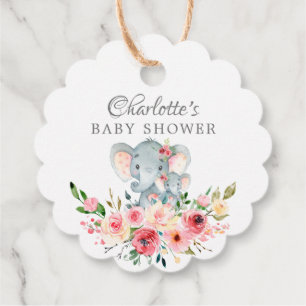 Etiqueta de presentes para o Chá de Elefante para
