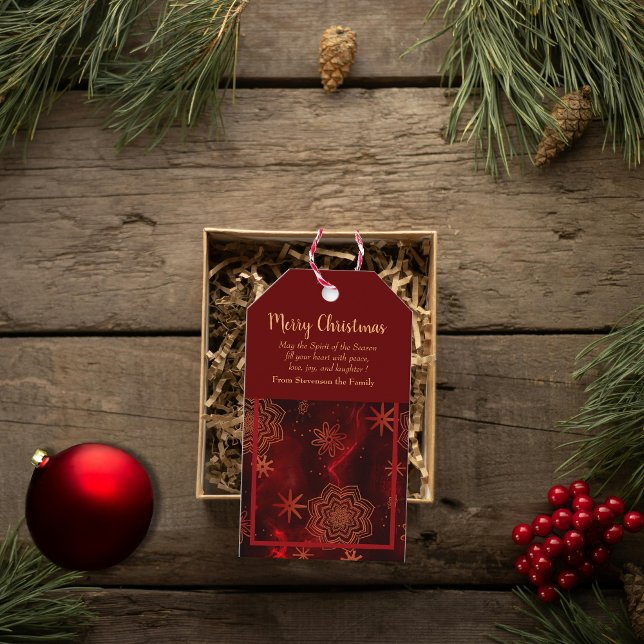 Etiqueta de presentes personalizada para o Natal V (Red Merry Christmas Personalized Gift Tag)
