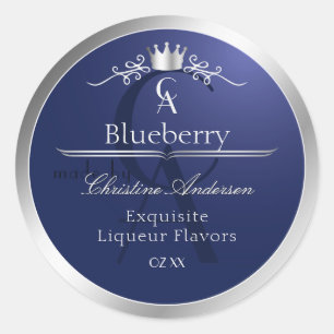 Etiqueta de Produto Azul Marinho com Monograma de