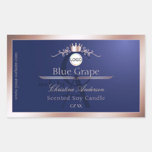 Etiqueta de Produto Azul Rosa Dourado Quadro Logot
