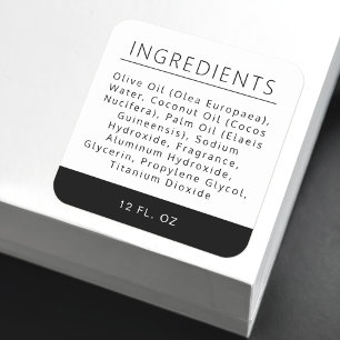 Etiqueta de produto da lista branca de ingrediente