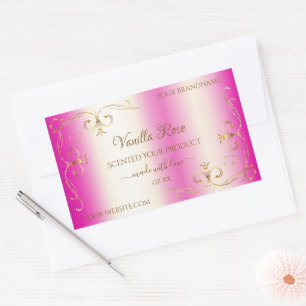 Etiqueta de produto de borda Dourada, cor-de-rosa,