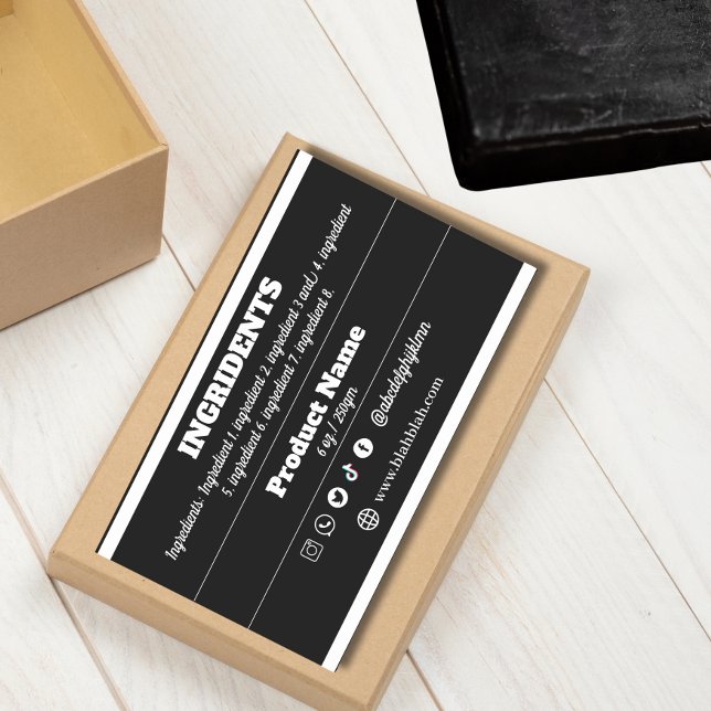 Etiqueta de produto de componente preto (Criador carregado)