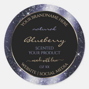 Etiqueta de produto de quadro brilhante azul-brilh