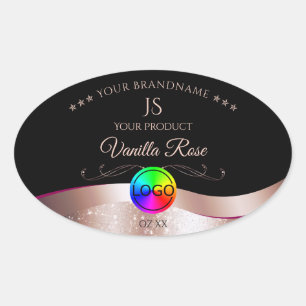Etiqueta de produto do logotipo Dourado Rosa de on