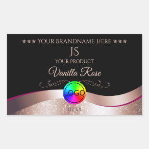 Etiqueta de produto do logotipo Dourado Rosa de on