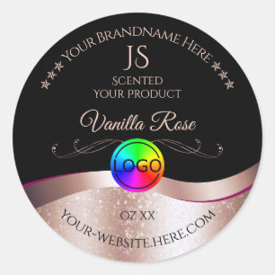 Etiqueta de produto do logotipo Dourado Rosa de on