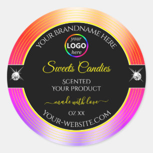 Etiqueta de produto do logotipo preto brilhante co