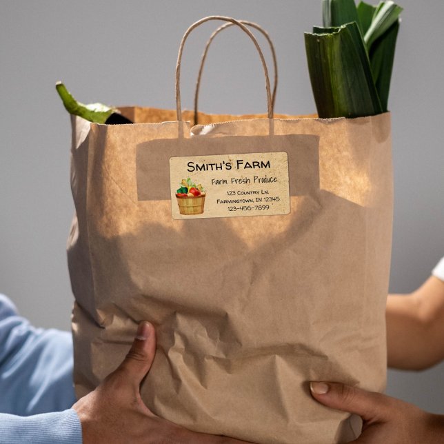 Etiqueta de Produto Fresco de Fazenda Personalizad (Criador carregado)