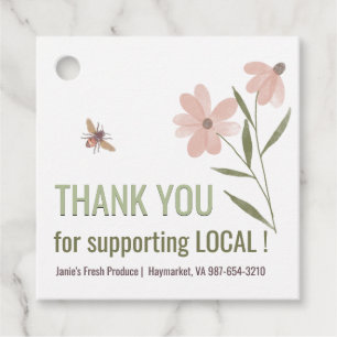 Etiqueta de produto local do comprar com flores e