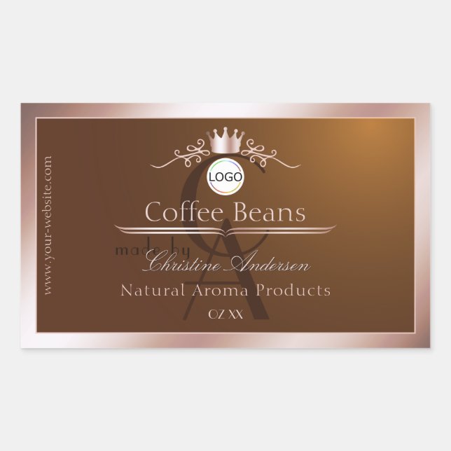 Etiqueta de Produto Marrom com Moldura Rosegold e  (Frente)