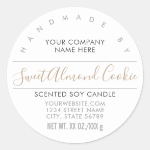 Etiqueta de produto marrom de amêndoa ou velas fe