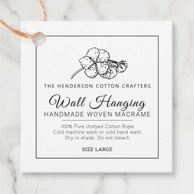 Etiqueta de produto pendente da parede de algodão  (Frente)