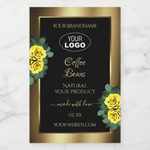 Etiqueta de produto preto Dourado Elegante Logotip