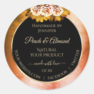 Etiqueta de Produto Preto Laranja Vermelho Marble