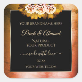 Etiqueta de Produto Preto Laranja Vermelho Marble