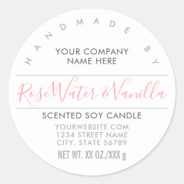 Etiqueta de produto rosa de Rosa de Velas feitas à