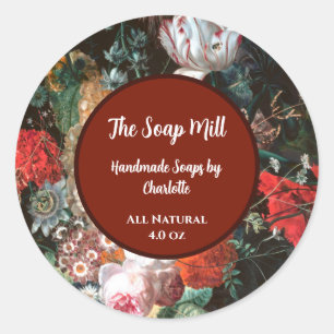 Etiqueta de produto Soap Flowers e Frutas feitas à