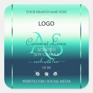 Etiqueta de produto Teal Shimmery Diamantes do log