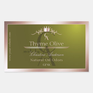 Etiqueta de Produto Verde Oliva com Moldura em Ros