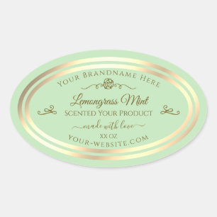 Etiqueta de Produto Verde Pastel Frame Dourado Ros