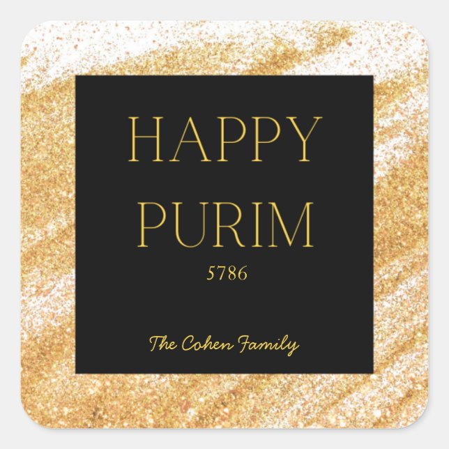 Etiqueta de Purim Brilho Dourado (Frente)