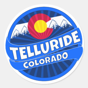 Etiqueta de rajadas de Telluride Colorado