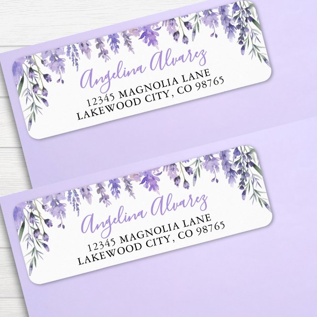 Etiqueta de Retorno de Chuveiro de Noiva Roxo Lava (Lavender Purple Bridal Shower label )