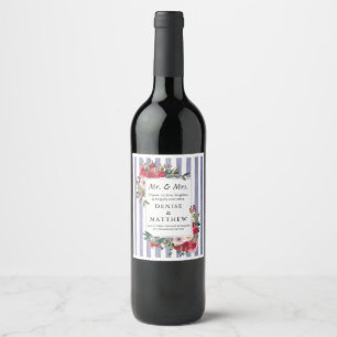 Etiqueta de Rosas Selvagens e Vinho de Stripe Viol