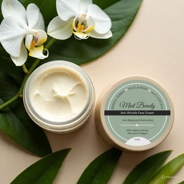 Etiqueta de rótulo de rosto verde herbal personali (Criador carregado)