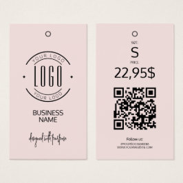 Etiqueta de roupa com código QR rosa blush com log