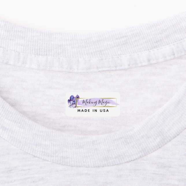 Etiqueta de Roupa Minimalista Aquarela Cristais e  (Afixado)