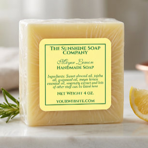 Etiqueta de sabão amarelo e verde simples e de co