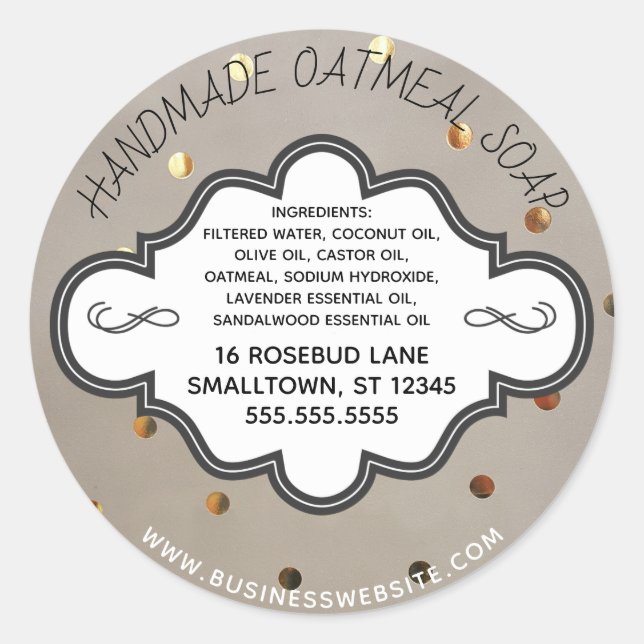 Etiqueta de sabão artesanal Bolinhas de folha de p (Frente)