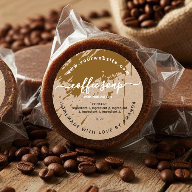 etiqueta de sabão de café caseiro kraft (Criador carregado)
