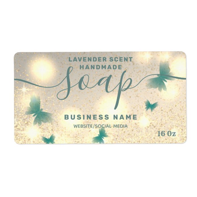 Etiqueta de sabão de script de borboleta (Frente)