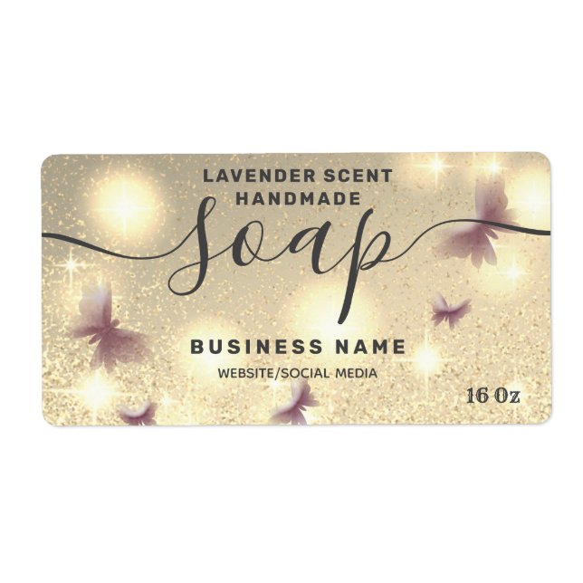 Etiqueta de sabão de script de borboleta (Frente)