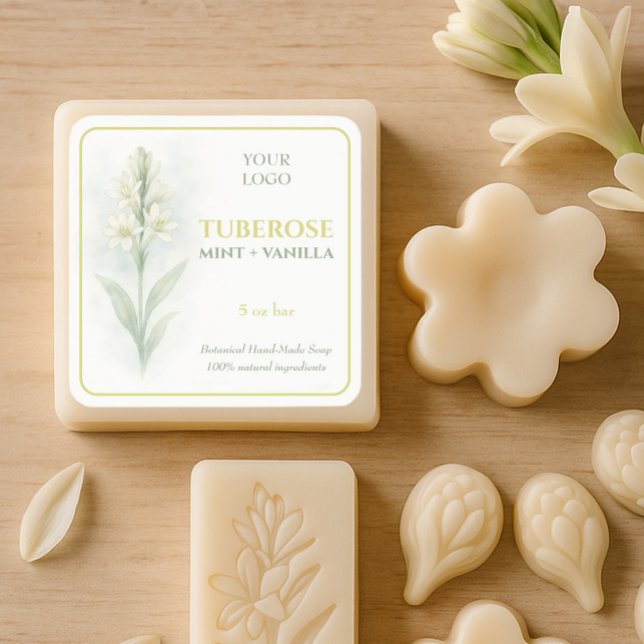 Etiqueta de Sabão Personalizada para Tuberose e Va (Criador carregado)