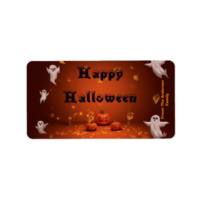Etiqueta de Saco de Guloseimas de Halloween (Frente)
