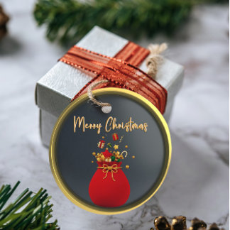 Etiqueta de saco preto e Papai noel vermelho de Na