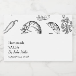 Etiqueta de Salsa de Tomate Preto e Branco Simples