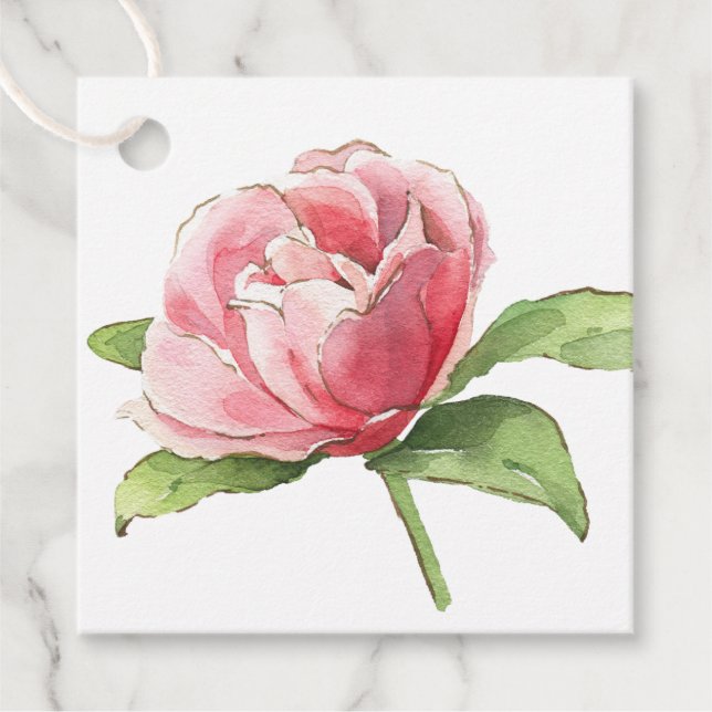 Etiqueta de Sequência de Rosa de Aquarela Rosa (Frente)
